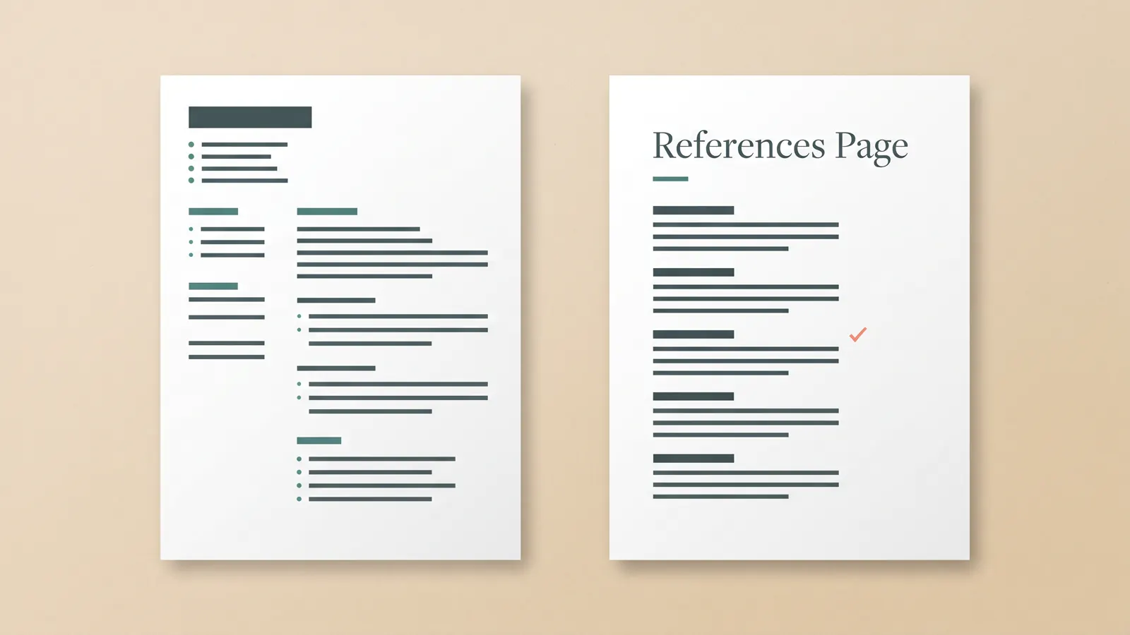 References page template for a resume, shown as a simple illustrative document beside a resume