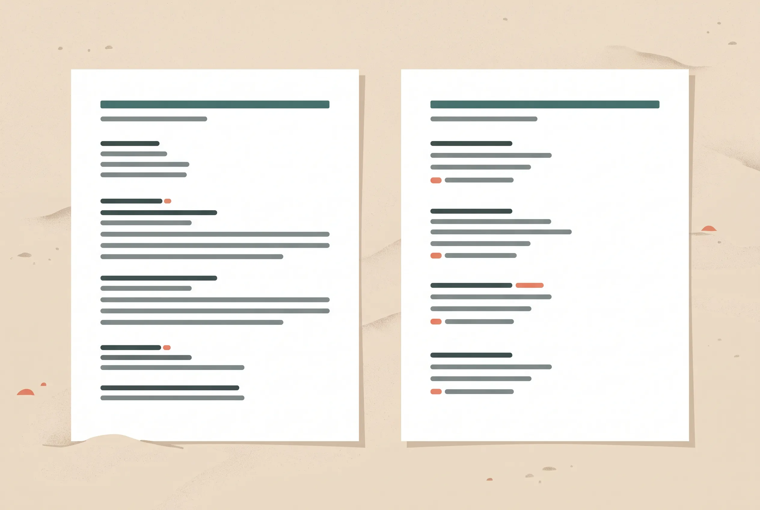 Illustrative document pair showing a resume and separate reference page with a shared header style